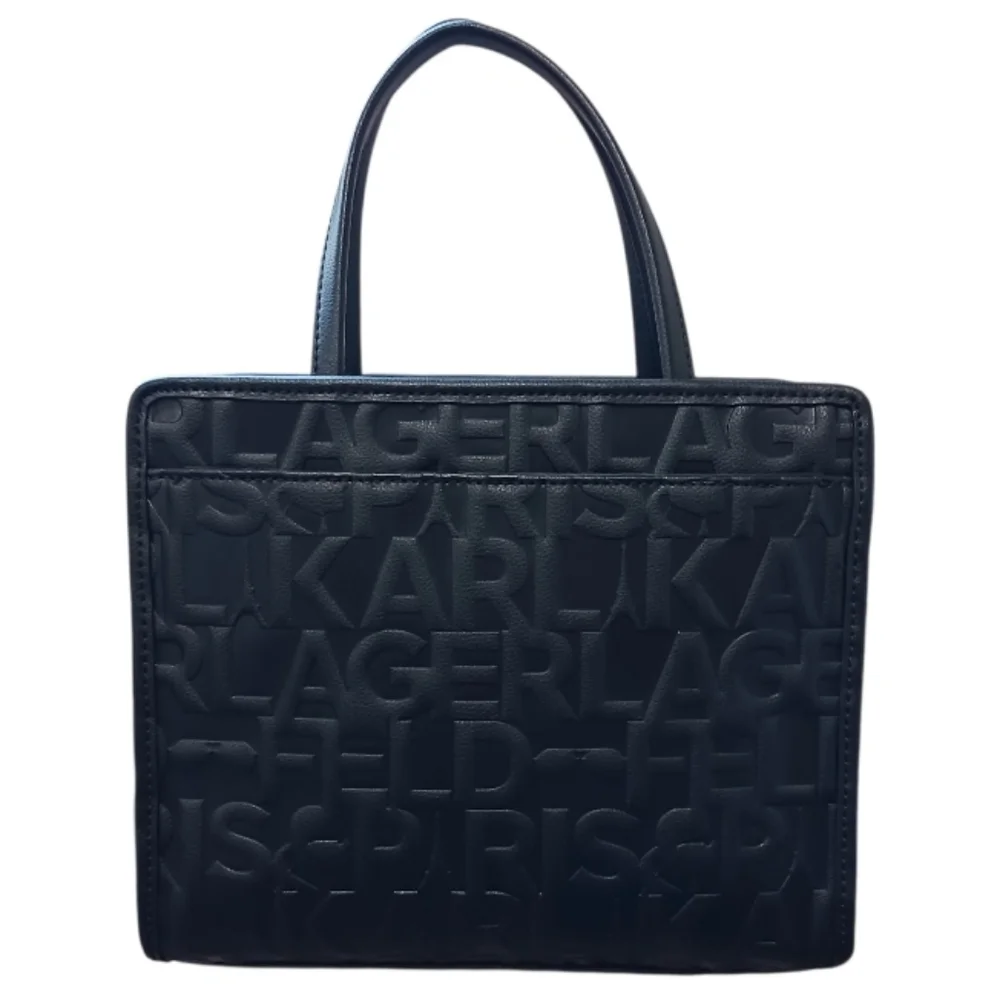 Karl Lagerfeld Embossed Legacy Maybelle Satchel Eiffel Tower Karl Profile - Picture 2 of 9